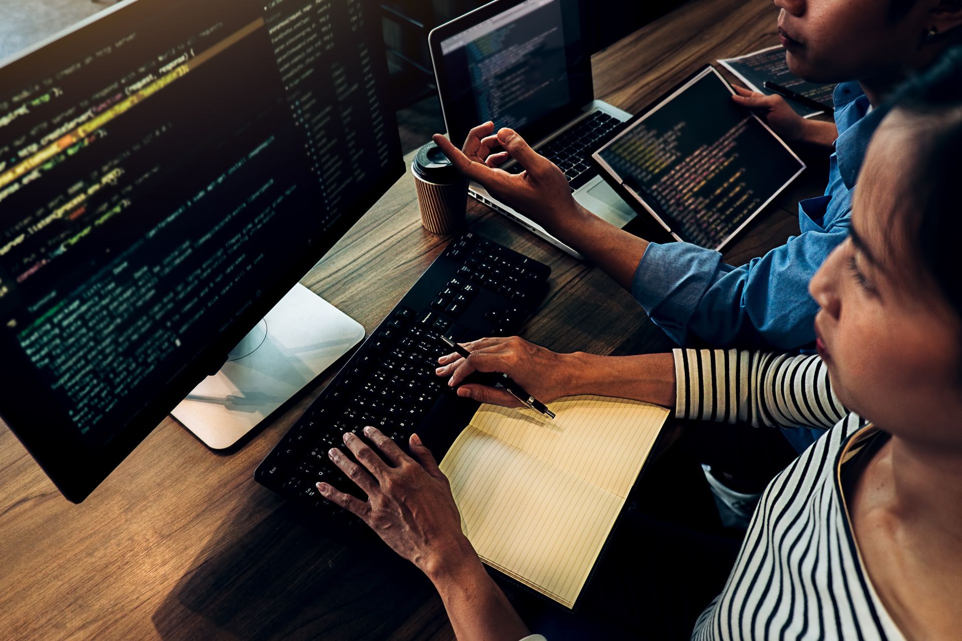 Programmer working in a software development and coding technologies. Website design.Technology concept. Programmer working in a software development and coding technologies. Website design.Technology concept.